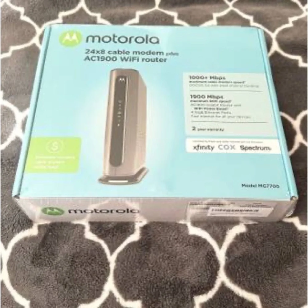 New Motorola MG7700 Modem WiFi Router Combo with Power Boost. Sealed in its box